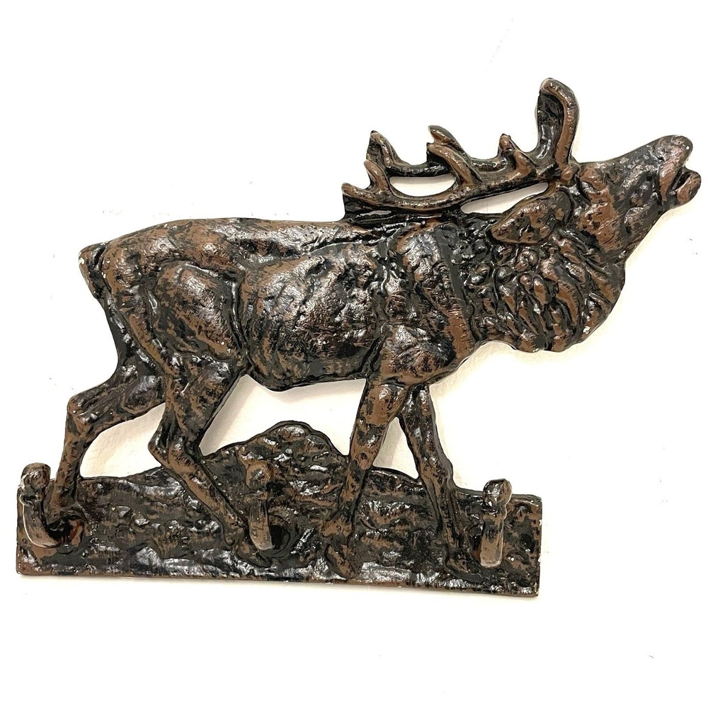 Cast Iron Elk Moose Wall Hook Rack Rustic Cabin Lodge Decor Coat Hanger Deer